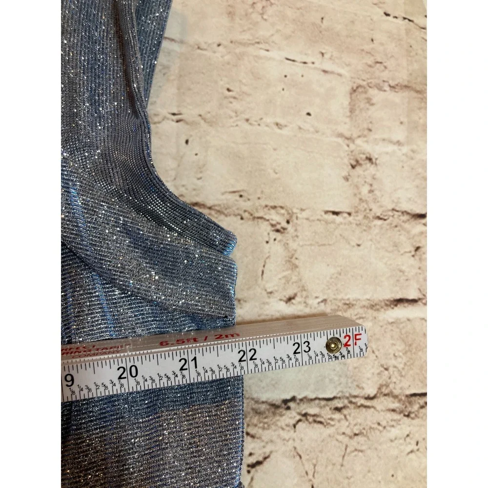 Nightway‎ Dress 22W Icy Blue All Over Glitter Mother of The Bride Gown Slit Plus - Picture 11 of 16